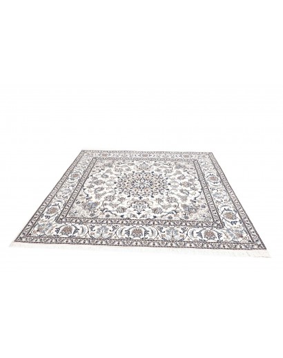 Tappeto Nain Kashmar Persia bianco grigio 200x198