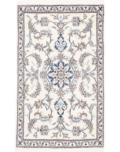 Tappeto Nain Kashmar Persia bianco grigio 88x143