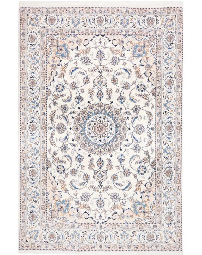 Tappeto Nain Kashmar Persia bianco grigio 202x305