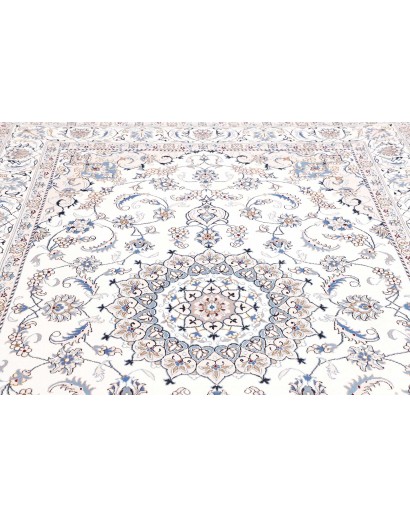 Tappeto Nain Kashmar Persia bianco grigio 203x310