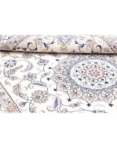 Tappeto Nain Kashmar Persia bianco grigio 203x310