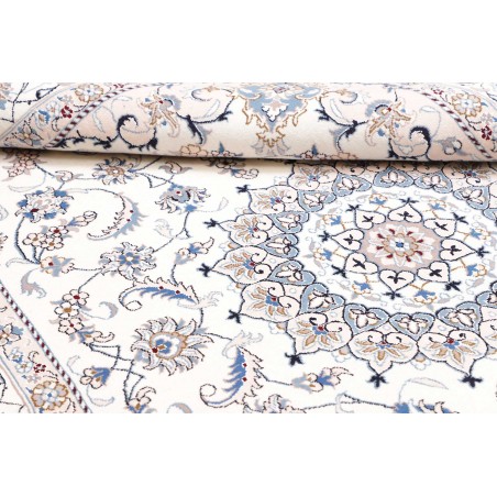 Tappeto Nain Kashmar Persia bianco grigio 203x310