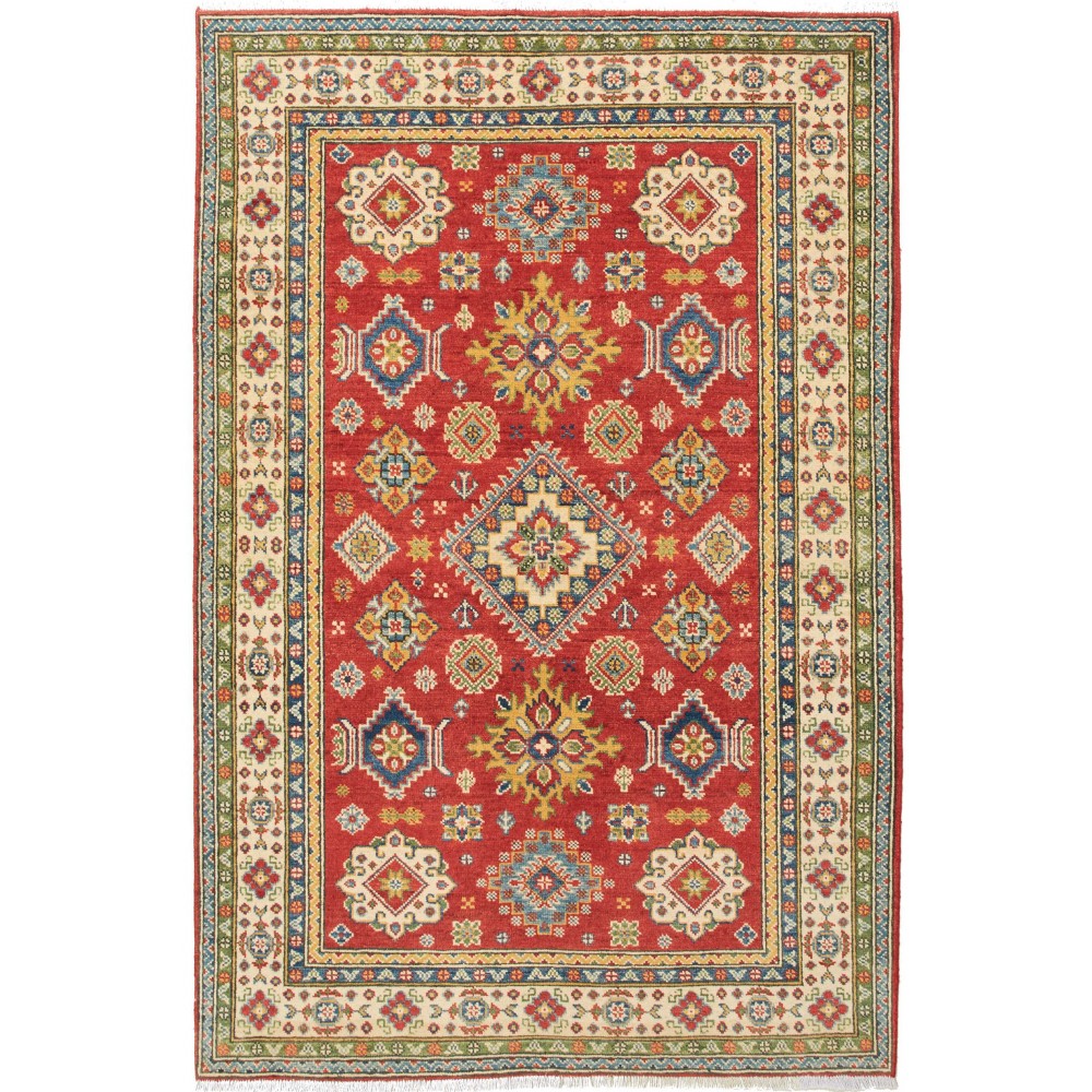 Tappeto Kazak Pakistan marrone bianco 122x184 Tappeto Kazak Pakistan marrone bianco 122x184