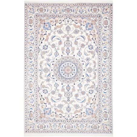 Tappeto Nain Kashmar Persia bianco azzurro 203x305