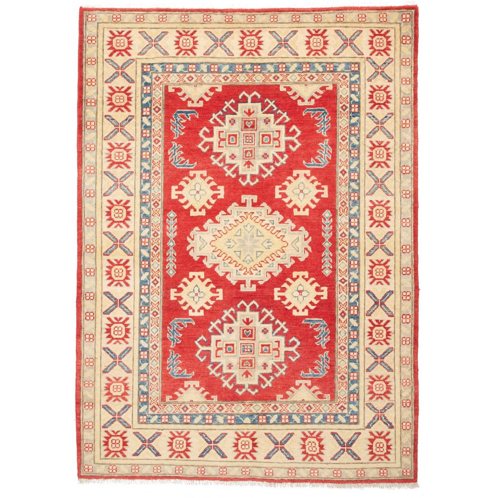 Tappeto Kazak Pakistan giallo rosso 130x181 Tappeto Kazak Pakistan giallo rosso 130x181