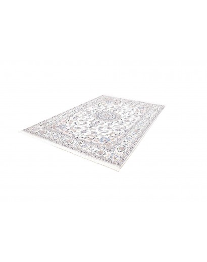 Tappeto Nain Kashmar Persia bianco azzurro 203x305