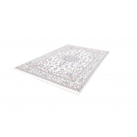 Tappeto Nain Kashmar Persia bianco azzurro 203x305