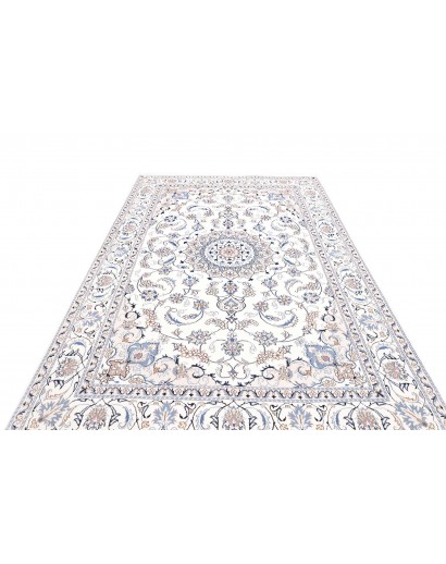 Tappeto Nain Kashmar Persia bianco azzurro 203x305