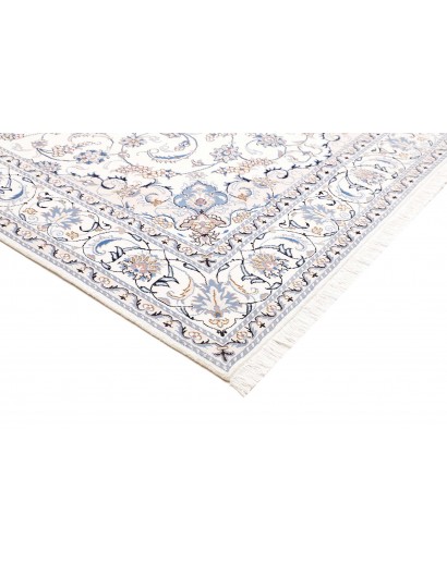 Tappeto Nain Kashmar Persia bianco azzurro 203x305