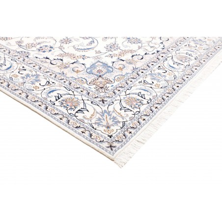 Tappeto Nain Kashmar Persia bianco azzurro 203x305