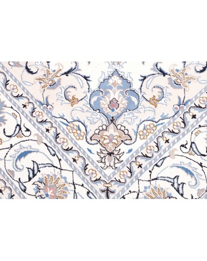 Tappeto Nain Kashmar Persia bianco azzurro 203x305