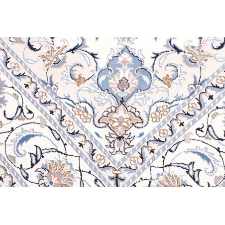 Tappeto Nain Kashmar Persia bianco azzurro 203x305