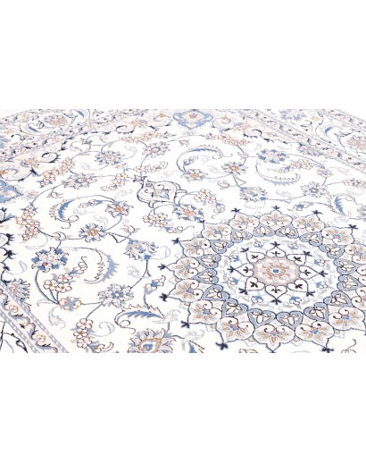 Tappeto Nain Kashmar Persia bianco azzurro 203x305