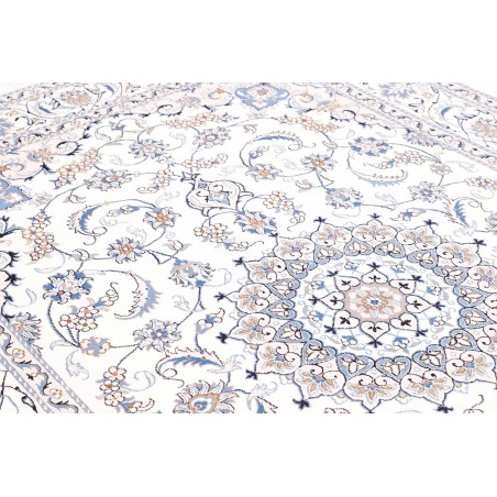 Tappeto Nain Kashmar Persia bianco azzurro 203x305