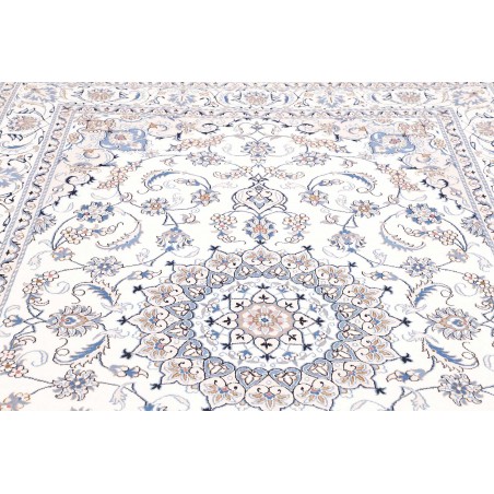 Tappeto Nain Kashmar Persia bianco azzurro 203x305