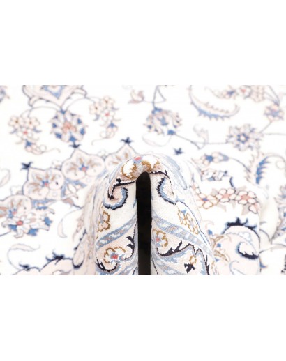 Tappeto Nain Kashmar Persia bianco azzurro 203x305