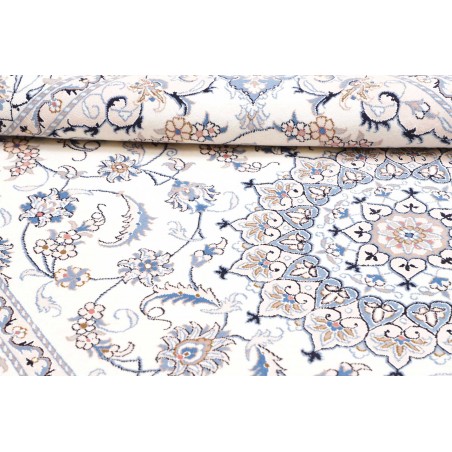 Tappeto Nain Kashmar Persia bianco azzurro 203x305