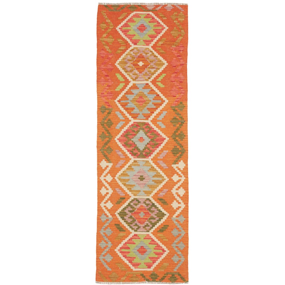 Tappeto Kilim Afghanistan arancione marrone 62x195