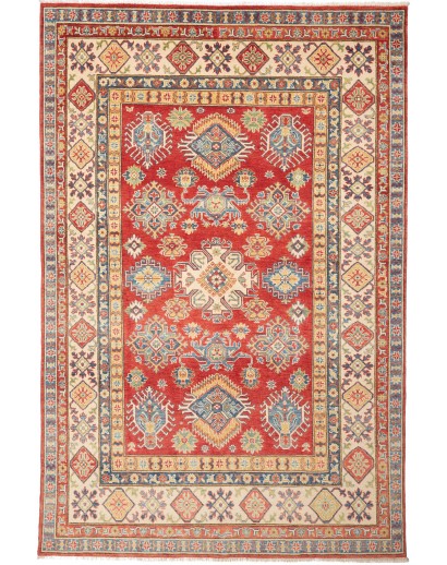 Tappeto Kazak Pakistan marrone giallo 196x296