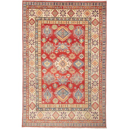 Tappeto Kazak Pakistan marrone giallo 196x296