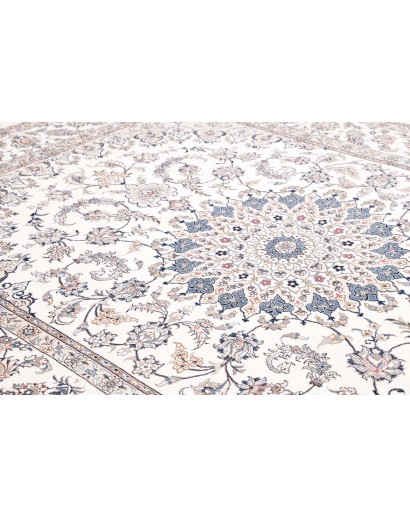 Tappeto Nain Kashmar Persia bianco grigio 253x362