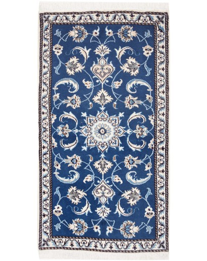 Tappeto Nain Kashmar Persia blu bianco 73x143