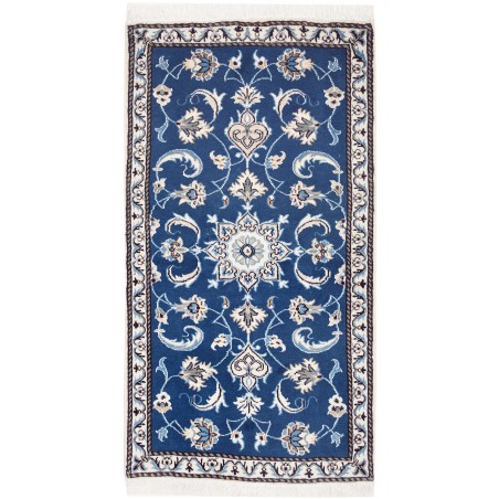Tappeto Nain Kashmar Persia blu bianco 73x143