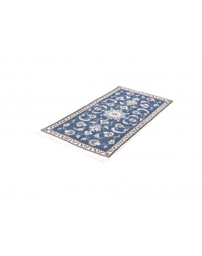 Tappeto Nain Kashmar Persia blu bianco 73x143