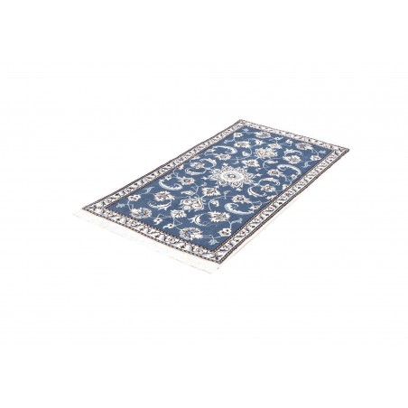 Tappeto Nain Kashmar Persia blu bianco 73x143