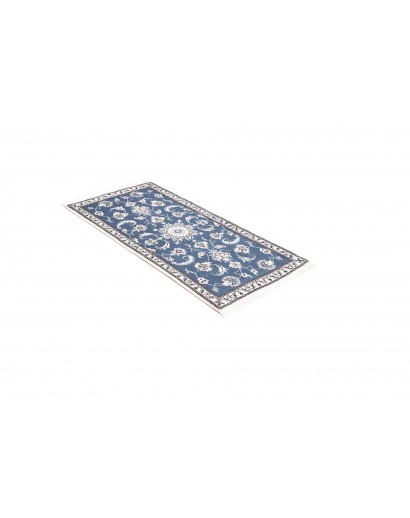 Tappeto Nain Kashmar Persia blu bianco 73x143