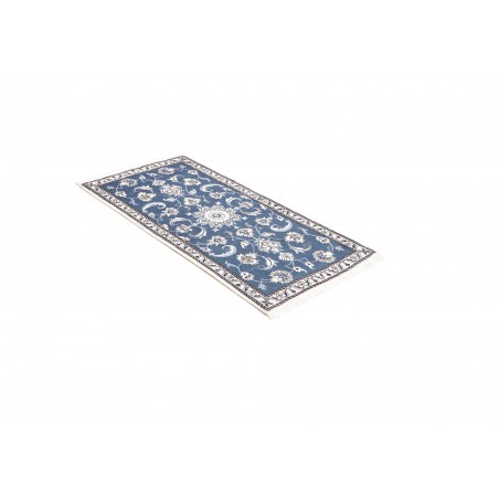 Tappeto Nain Kashmar Persia blu bianco 73x143