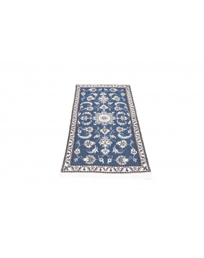 Tappeto Nain Kashmar Persia blu bianco 73x143