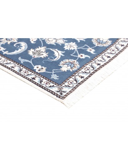 Tappeto Nain Kashmar Persia blu bianco 73x143