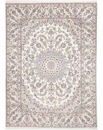 Tappeto Nain Kashmar Persia bianco grigio 243x340