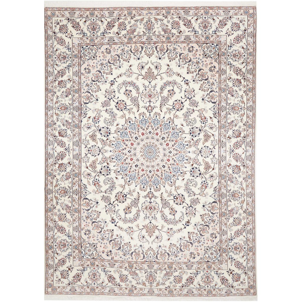 Tappeto Nain Kashmar Persia bianco grigio 243x340