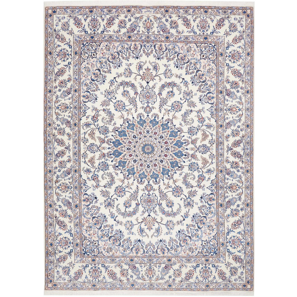 Tappeto Nain Kashmar Persia bianco azzurro 248x343
