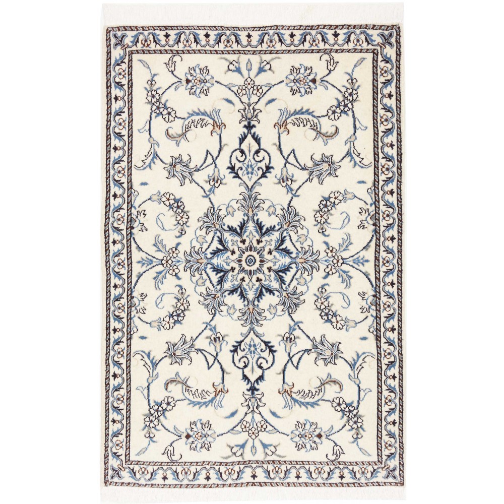 Tappeto Nain Kashmar Persia bianco grigio 87x137