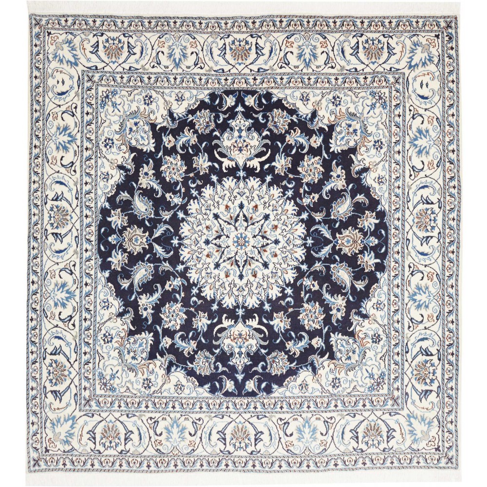Tappeto Nain Kashmar Persia bianco grigio 195x200