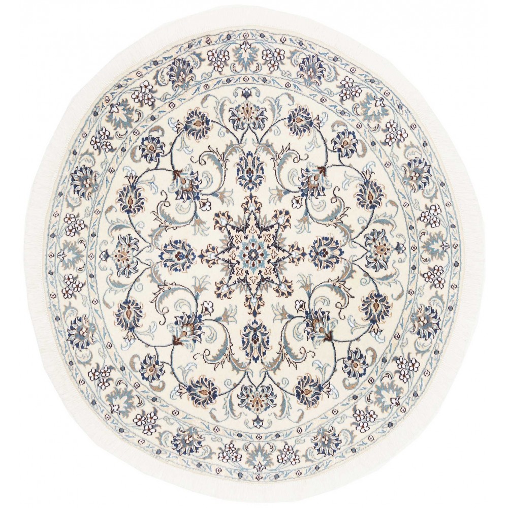 Tappeto Nain Kashmar Persia bianco grigio 143x148