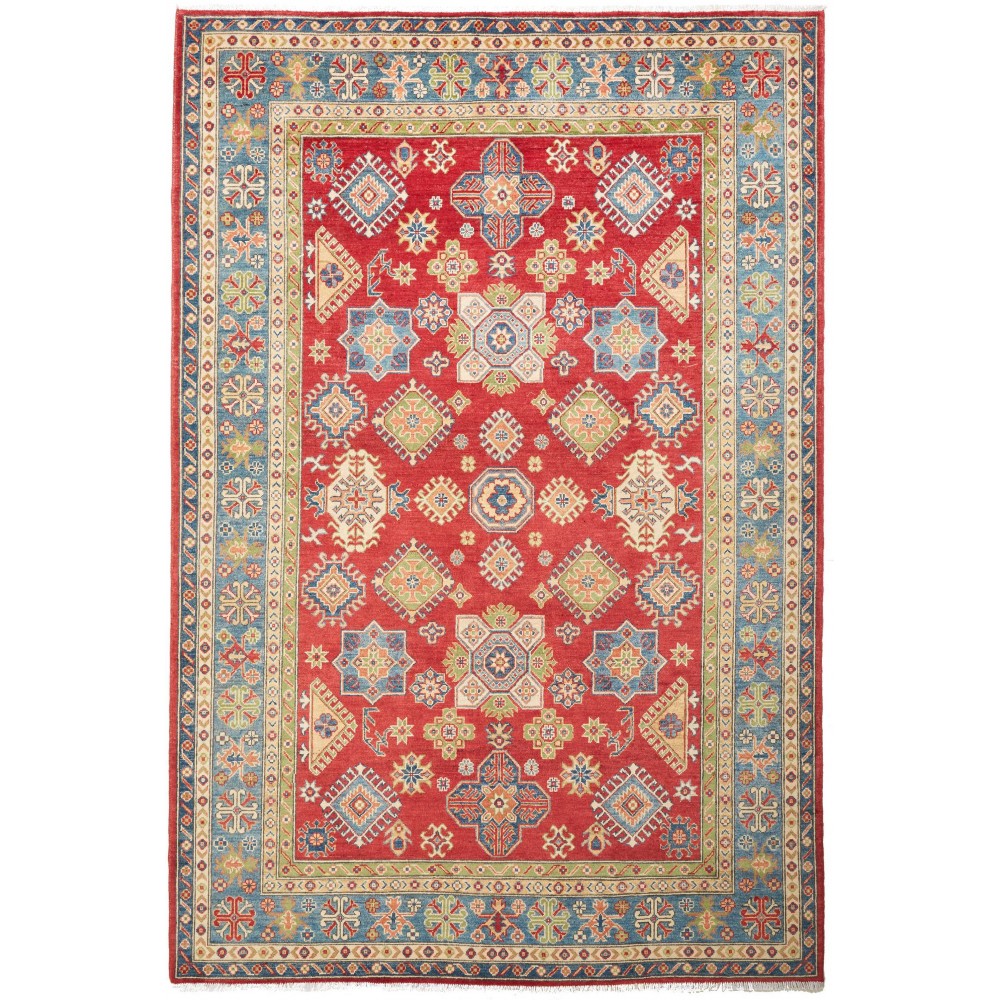 Tappeto Kazak Pakistan marrone azzurro 205x303 Tappeto Kazak Pakistan marrone azzurro 205x303