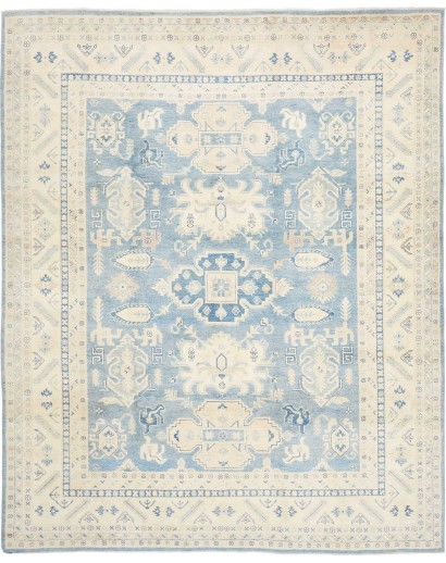 Tappeto Kazak Afghanistan bianco azzurro 242x293