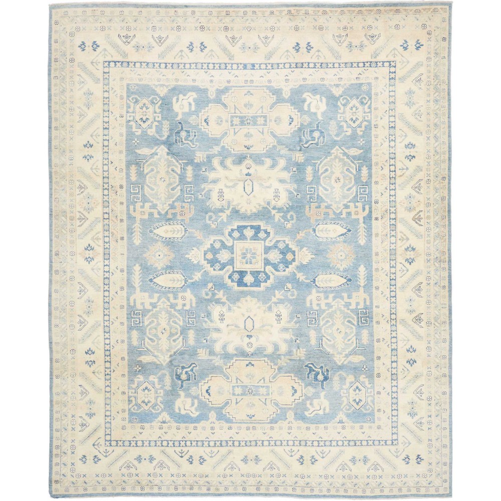 Tappeto Kazak Afghanistan bianco azzurro 242x293
