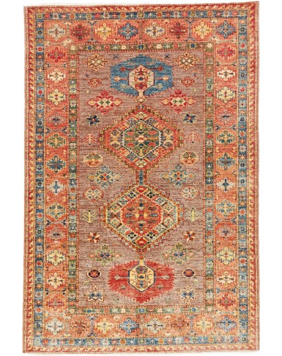 Tappeto Kazak Fine Pakistan marrone grigio 124x186