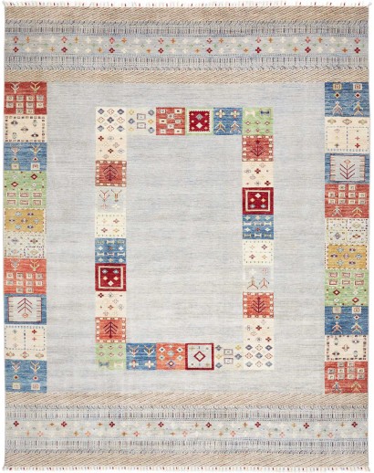 Tappeto Siva Pakistan bianco azzurro 281x350