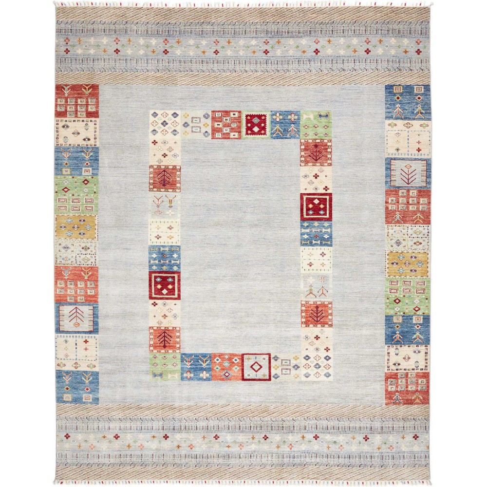 Tappeto Siva Pakistan bianco azzurro 281x350