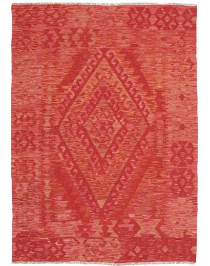 Tappeto Kilim Afghanistan rosso arancione 128x172