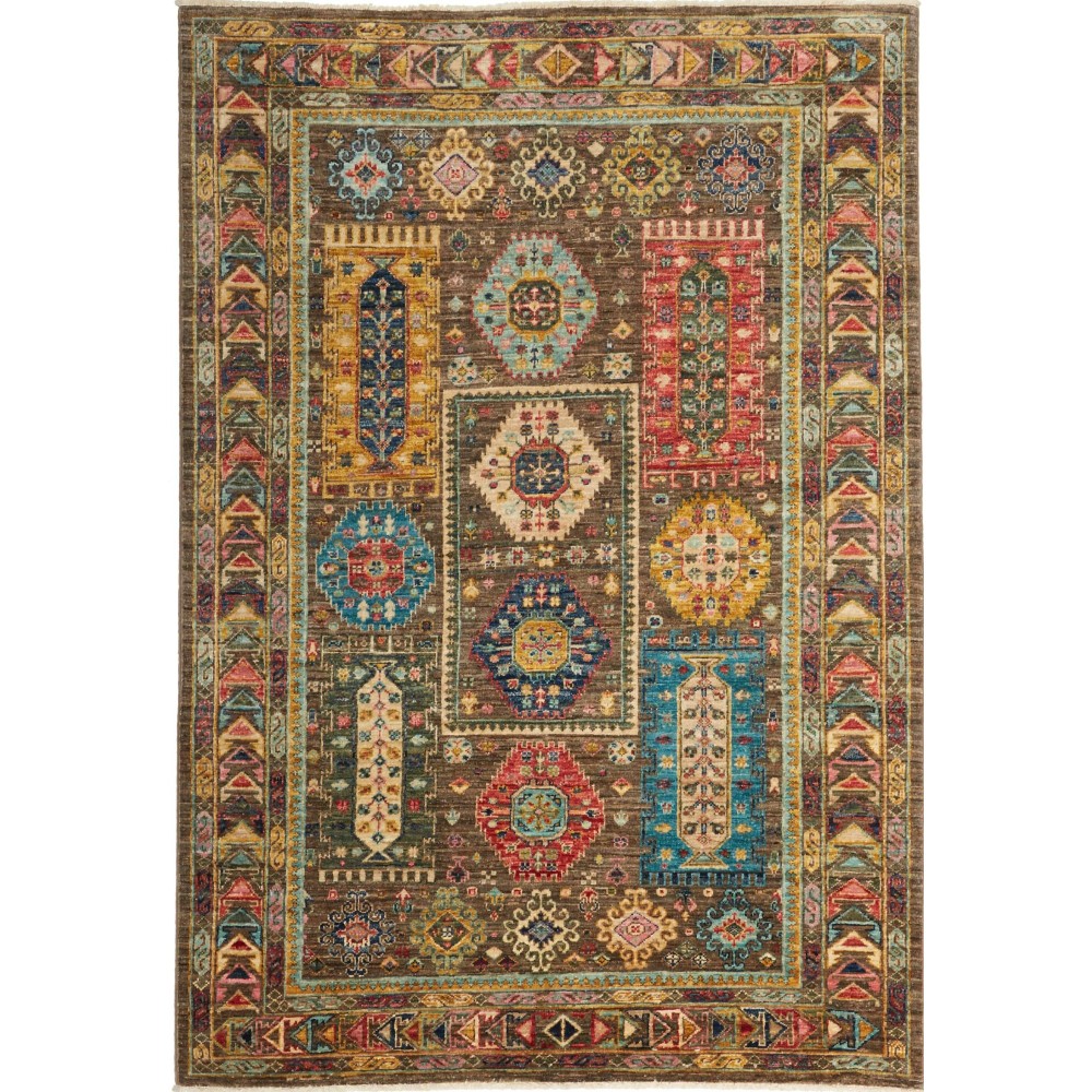 Tappeto Tribal Pakistan azzurro arancione 125x179