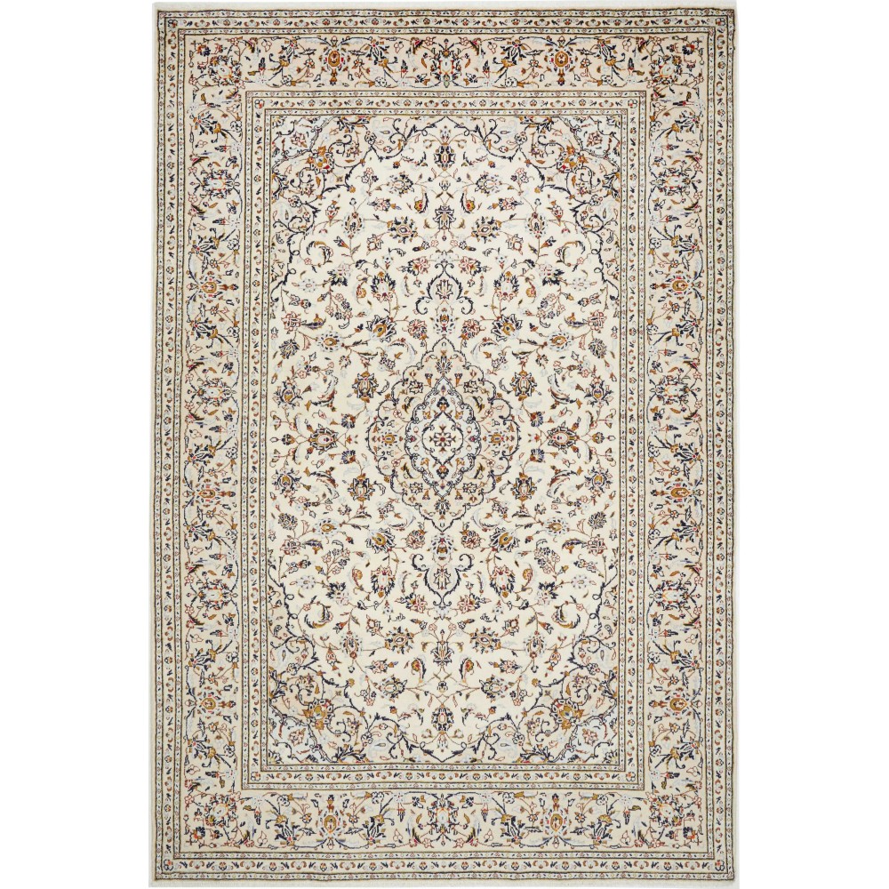Tappeto Kashan Persia bianco grigio 200x302