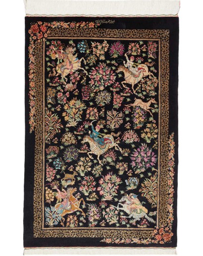 Tappeto Ghom seta Persia marrone 80x120