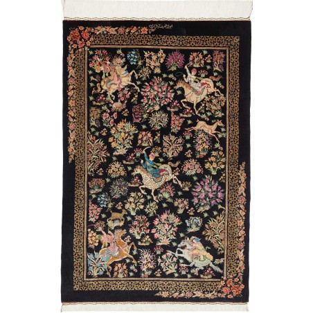 Tappeto Ghom seta Persia marrone 80x120